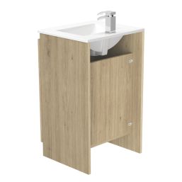 Newland  Double Door Floor Standing Vanity Unit with Basin Effect Natural Oak 500mm x 450mm x 840mm