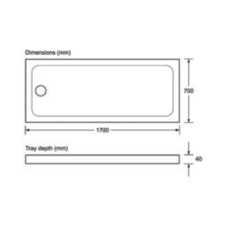 Mira Flight Safe Rectangular Shower Tray White 1700mm x 700mm x 40mm