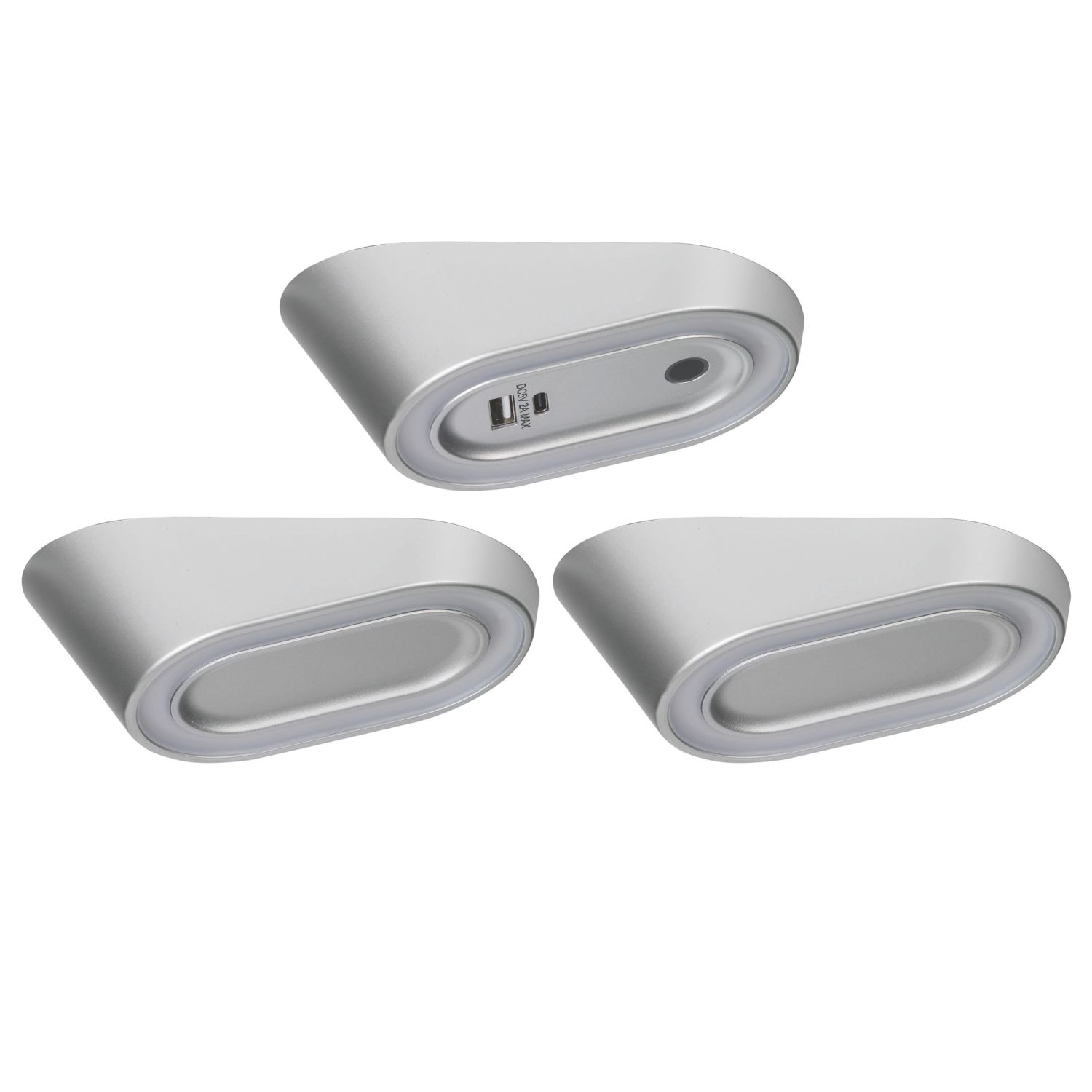4lite Hampton Wedge LED Silver Cool White Under Cabinet Lights Without Bezel 8.3W 85lm 3 Pack (470AX)