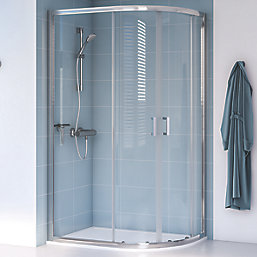 Aqualux Edge 8 Semi-Frameless Offset Quadrant Shower Enclosure Reversible Left/Right Opening Polished Silver 1200mm x 800mm x 2000mm