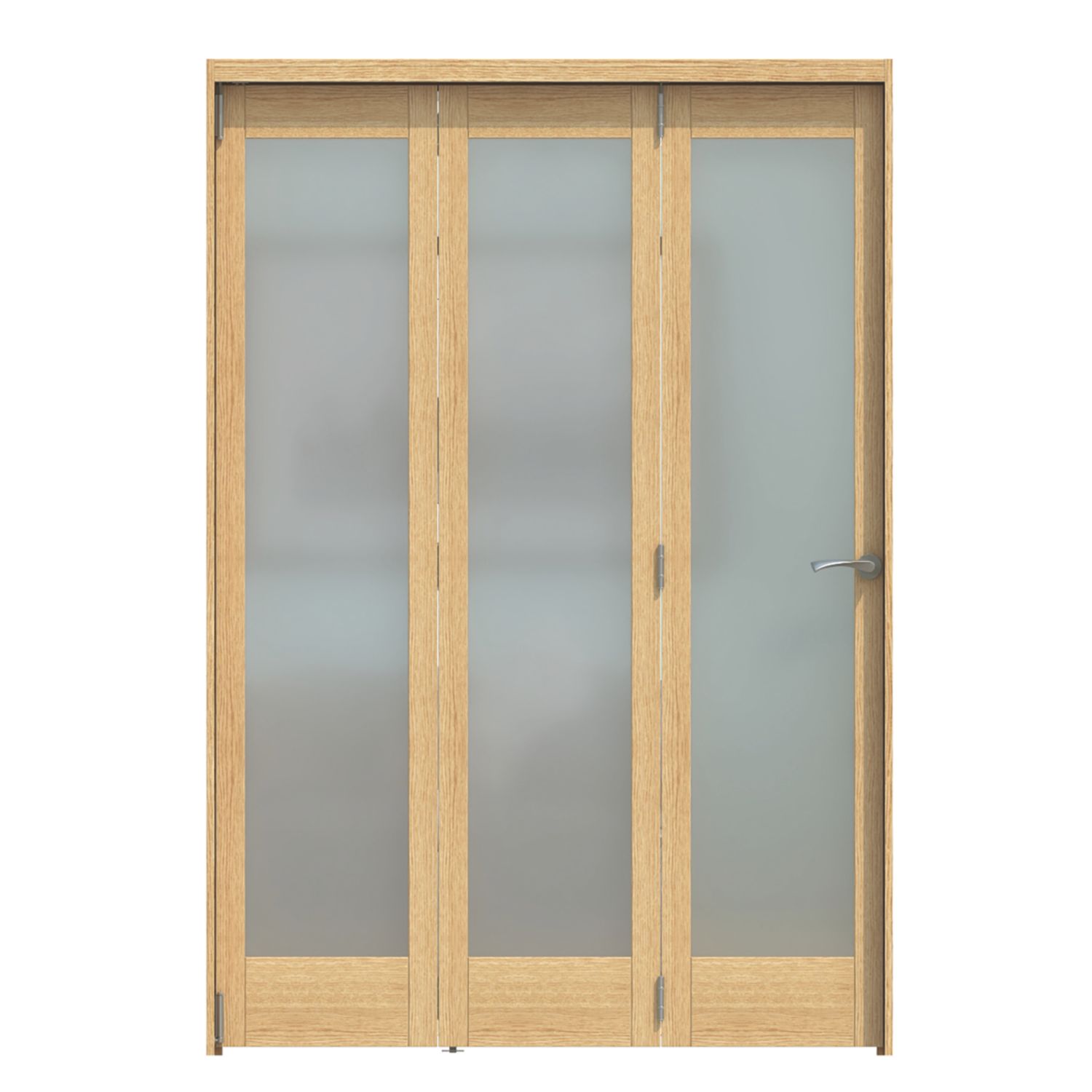 Green & Taylor 3-Door 1-Frosted Light Unfinished Oak Wooden Shaker Internal Bi-Fold Door 2060mm x 1447mm (470CT)