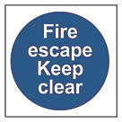 Non Photoluminescent "Fire Escape Keep Clear" Sign 100mm x 100mm