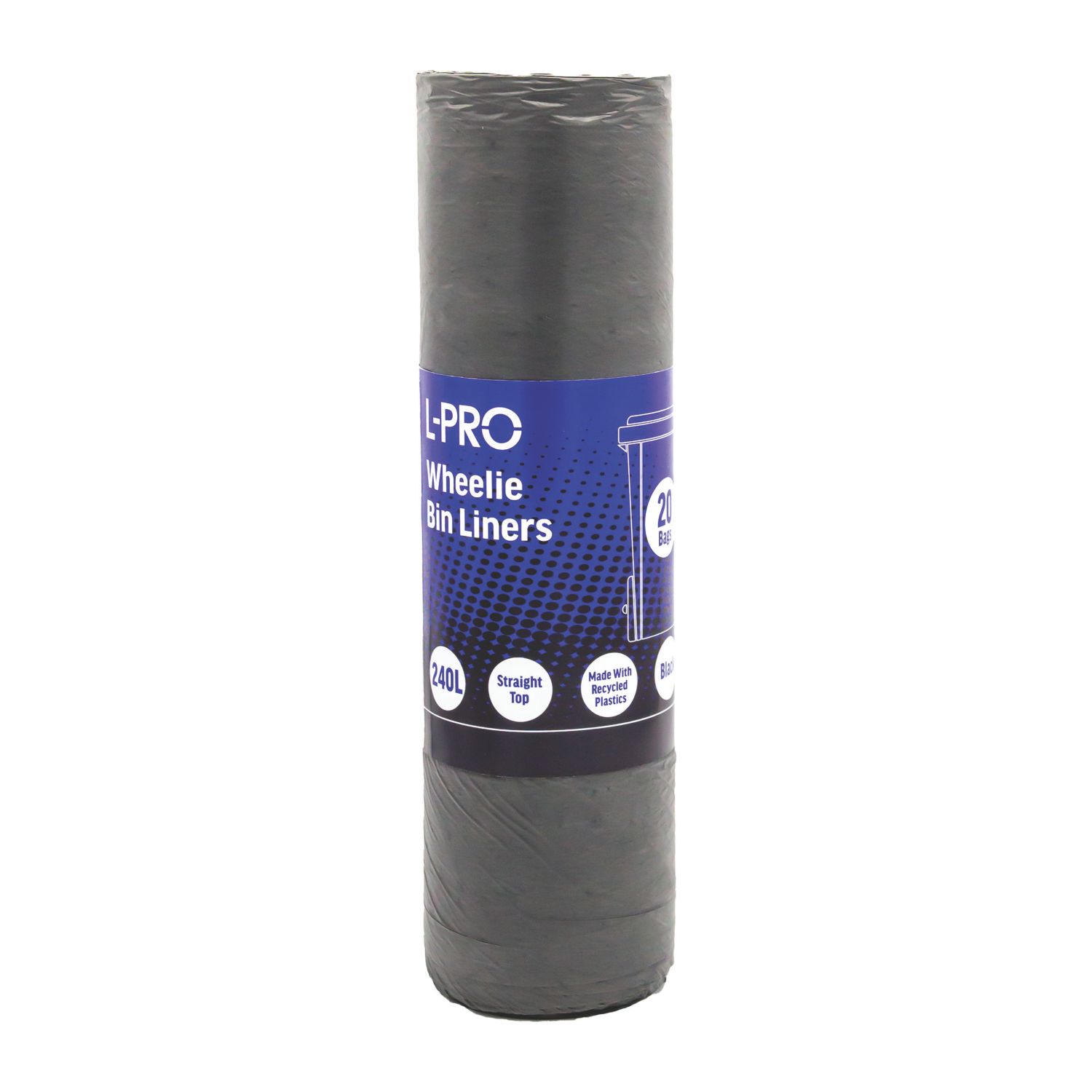 L-PRO Black Wheelie Bin Liners 240Ltr 20 Pack (470FH)