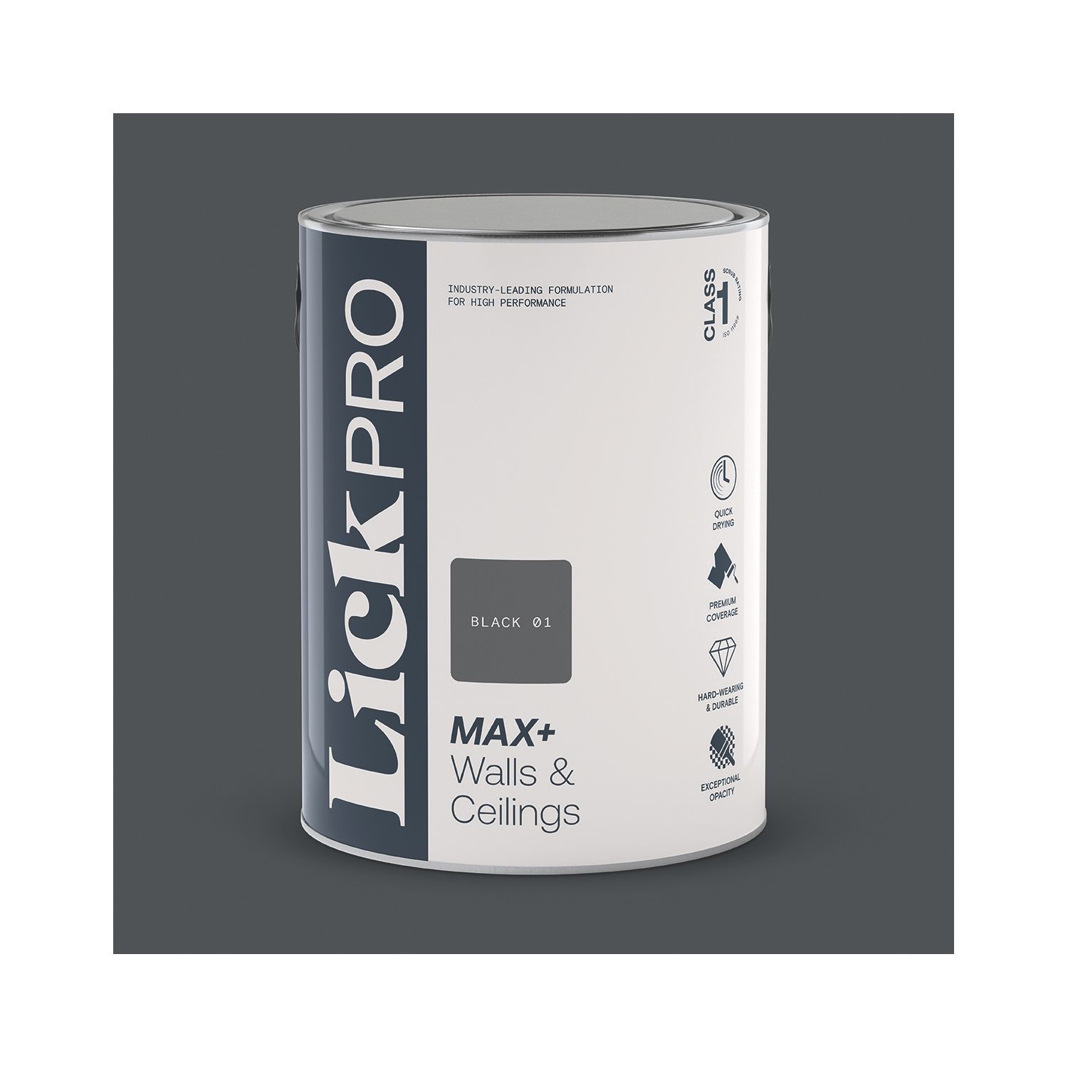 LickPro Max+ 5Ltr Black 01 Eggshell Emulsion Paint (470JY)