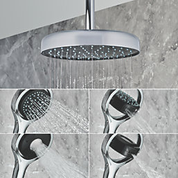 Mira Platinum HP/Combi Ceiling-Fed Black / Chrome Thermostatic Wireless Dual Outlet Digital Mixer Shower