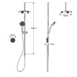 Mira Platinum HP/Combi Ceiling-Fed Black/Chrome Thermostatic Wireless Dual Outlet Digital Mixer Shower