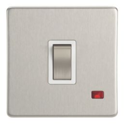 Contactum Lyric 20A 1-Gang DP Control Switch Brushed Steel with Neon with White Inserts