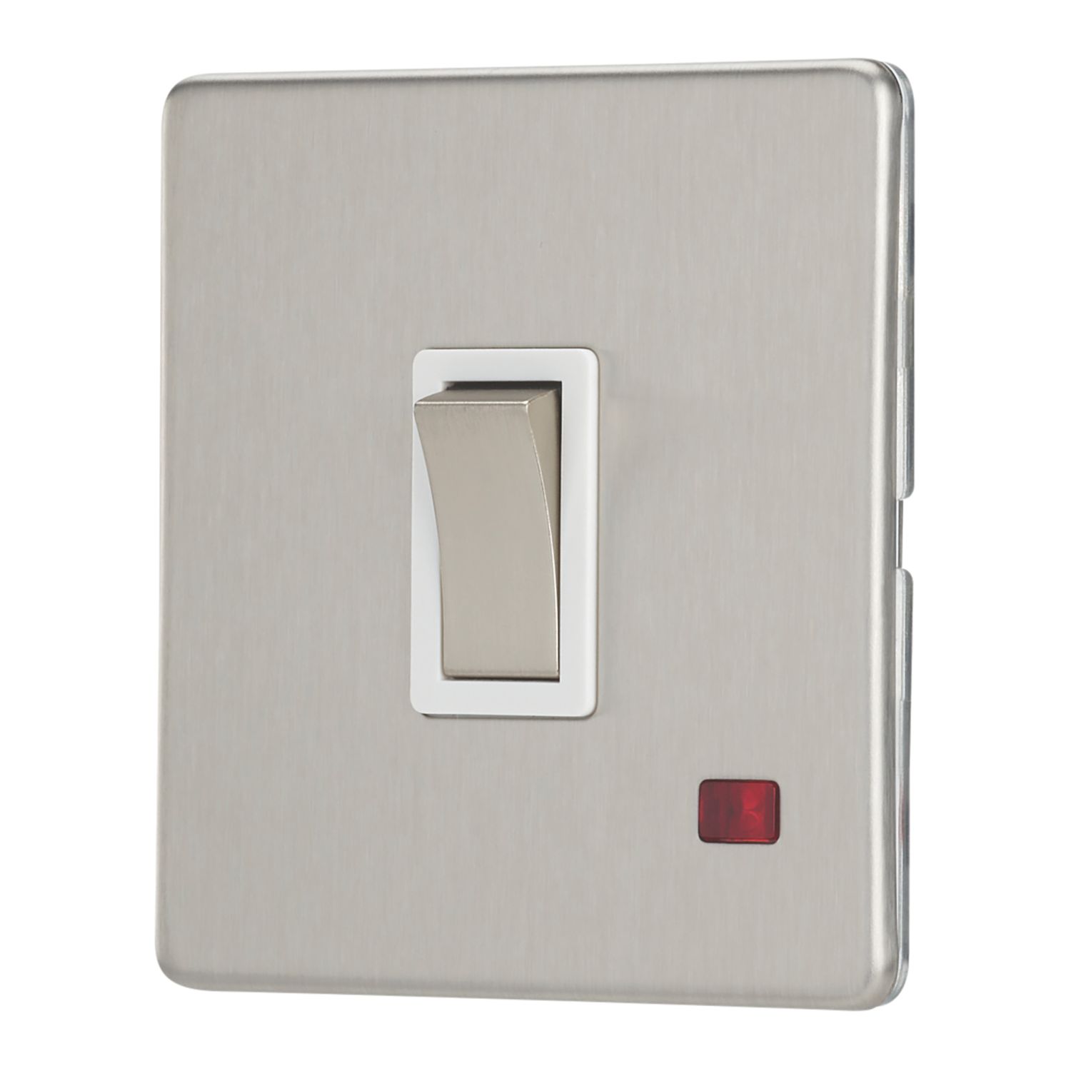 Contactum Lyric 20A 1-Gang DP Control Switch Brushed Steel with Neon with White Inserts (470RR)