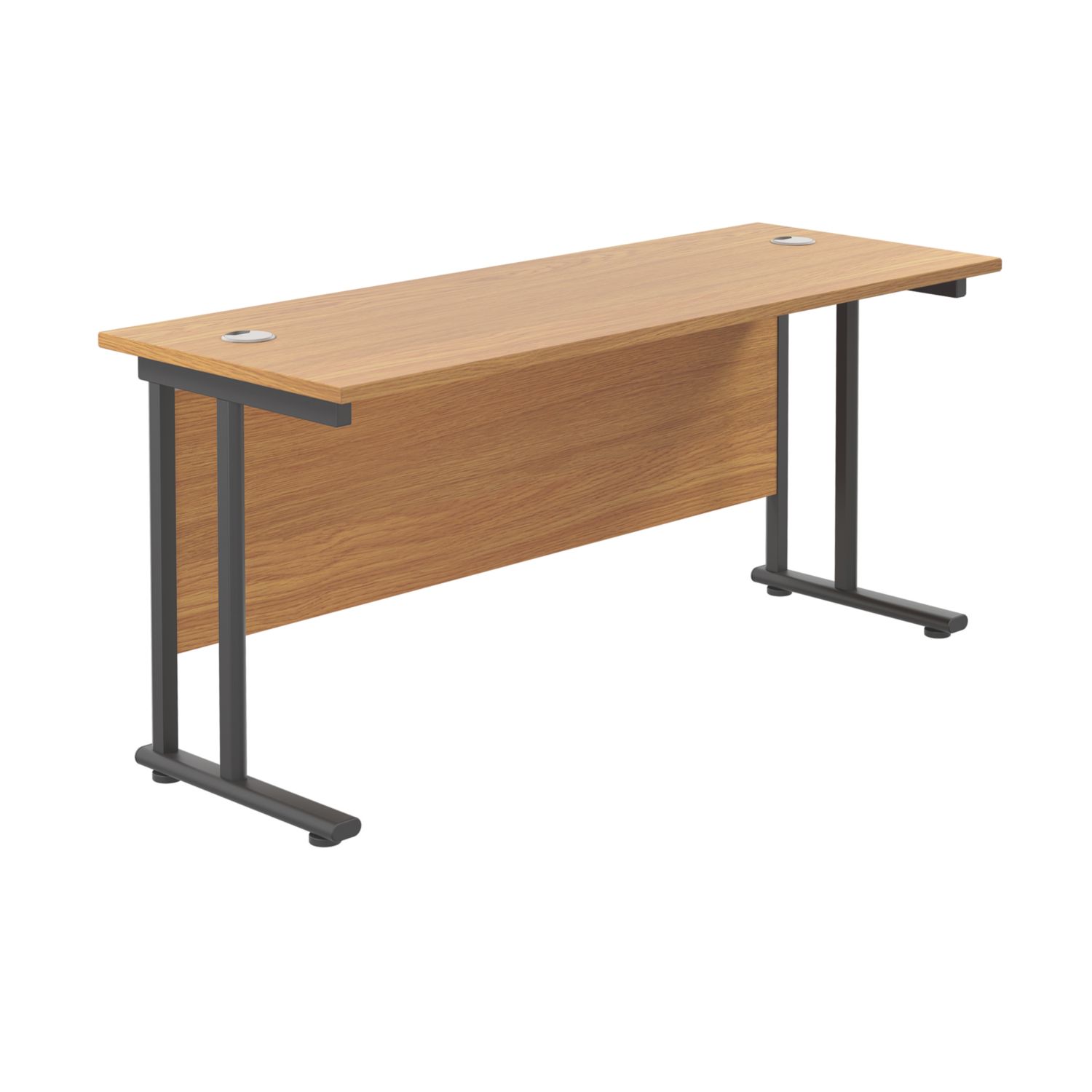 TC Group Aztec Twin Upright Rectangular Office Desk Nova Oak/Black 1800mm x 600mm (470TT)