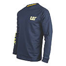 CAT Trademark Banner Long Sleeve T-Shirt Blue/Yellow Medium 38-40" Chest
