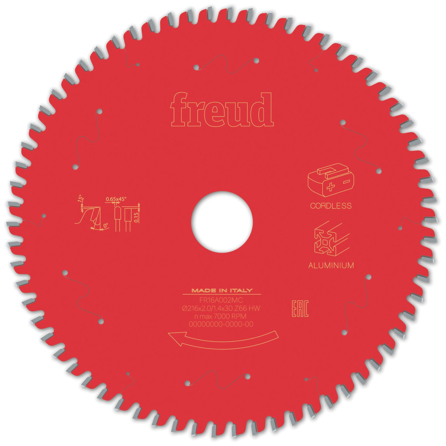 Freud F03FS10089 Aluminium/Plastic Circular Saw Blade 216mm x 30mm 66T (470VV)
