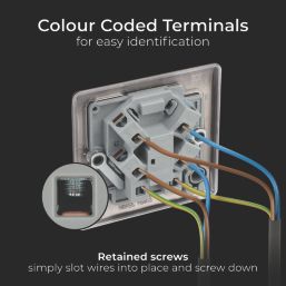 British General Nexus Metal 13A Unswitched Fused Spur & Flex Outlet  Black Nickel