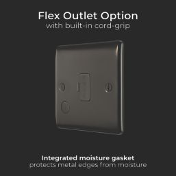 British General Nexus Metal 13A Unswitched Fused Spur & Flex Outlet  Black Nickel