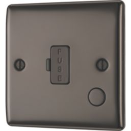British General Nexus Metal 13A Unswitched Fused Spur & Flex Outlet  Black Nickel