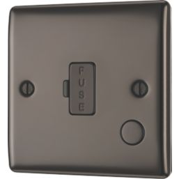 British General Nexus Metal 13A Unswitched Fused Spur & Flex Outlet  Black Nickel