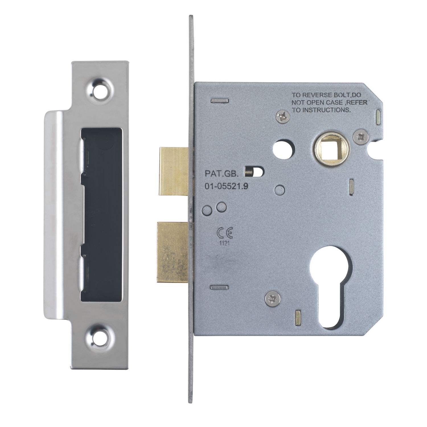 Smith & Locke Fire Rated Nickel-Plated Euro Profile Sashlock 76mm Case - 57mm Backset (4710P)