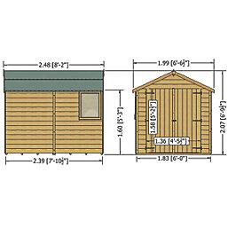 Shire Warwick 8' x 6' (Nominal) Apex Shiplap T&G Timber Shed