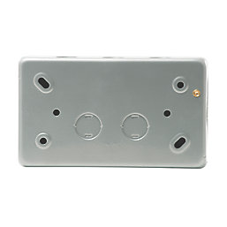 British General  13A 2-Gang SP Switched Metal Clad Passive RCD Socket with White Inserts