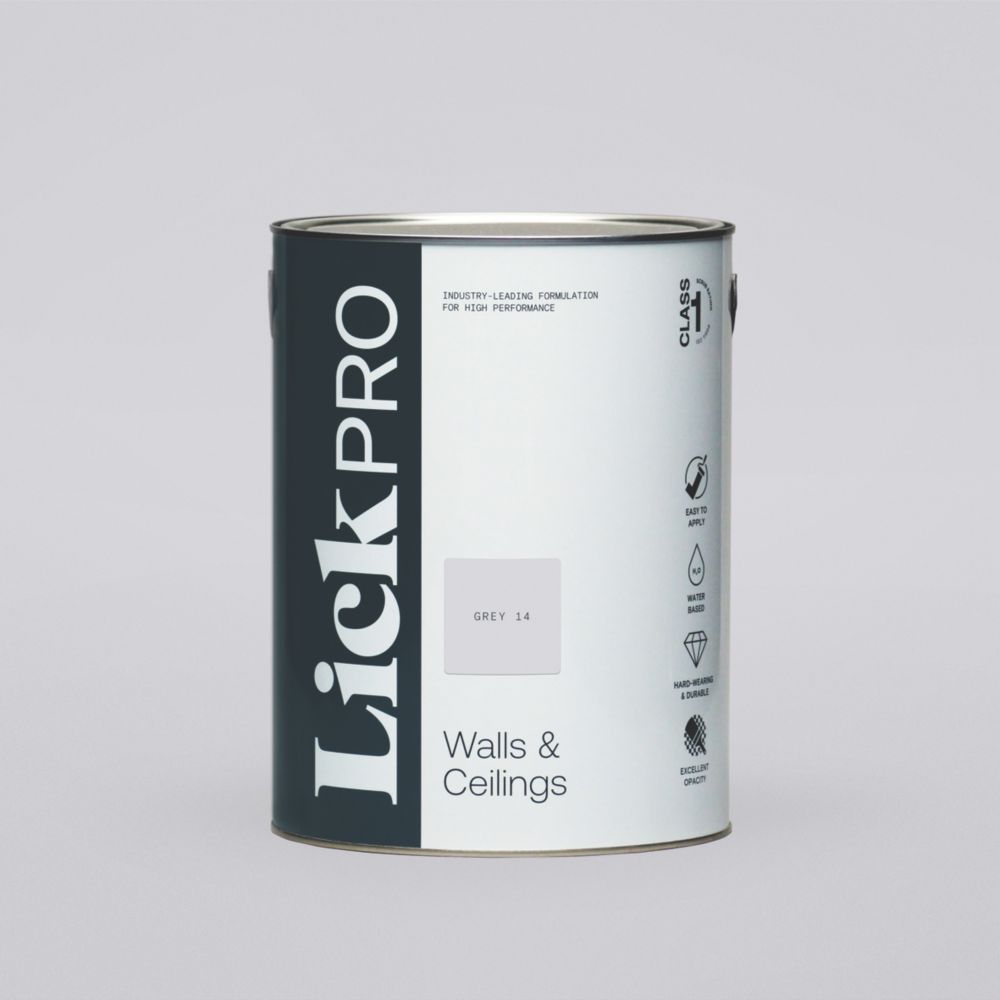 LickPro Eggshell Grey 14 Emulsion Paint 5Ltr - Screwfix