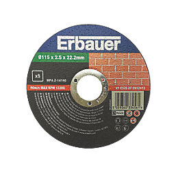 Erbauer  Stone Cutting Discs 4 1/2" (115mm) x 2.5mm x 22.2mm 5 Pack