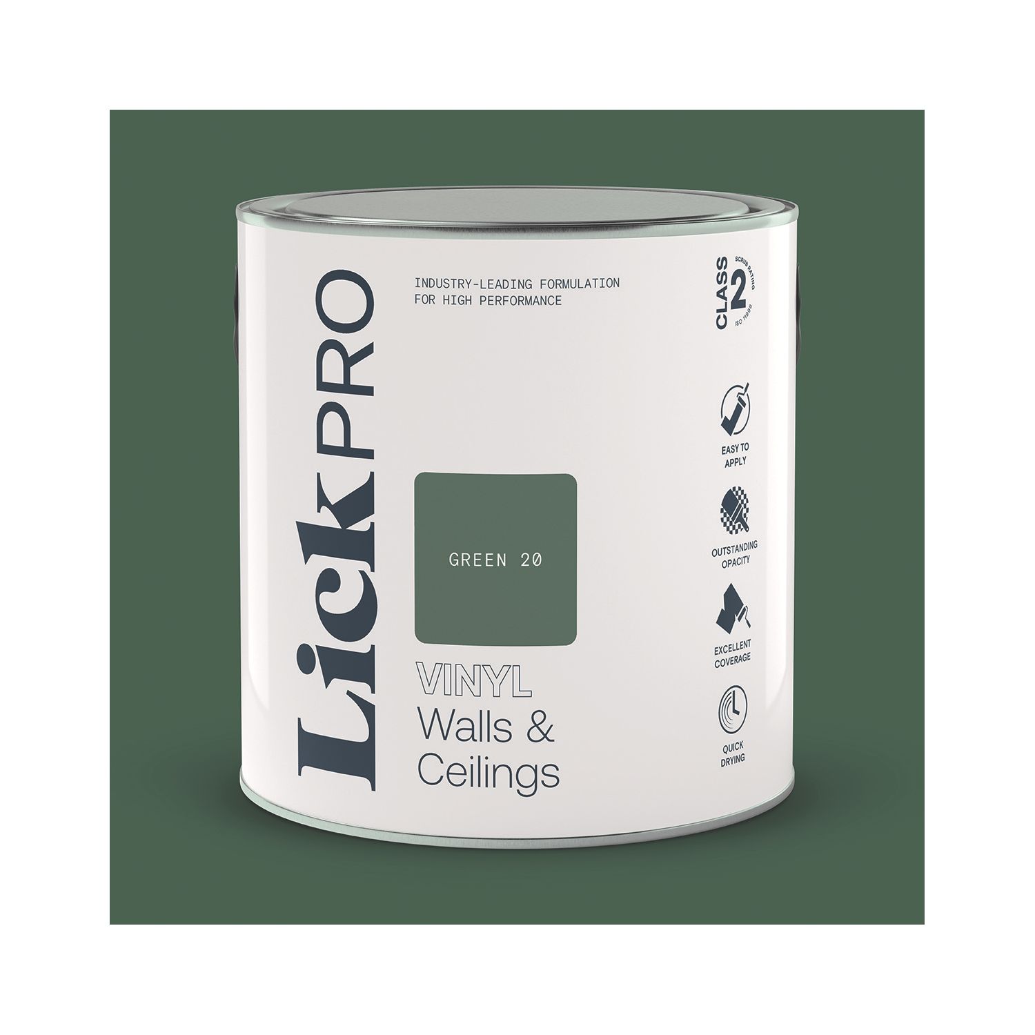 LickPro 2.5Ltr Green 20 Vinyl Matt Emulsion Paint (471TM)