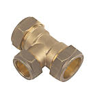 Flomasta  Brass Compression Reducing Tee 28mm x 28mm x 22mm