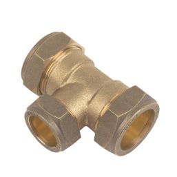 Flomasta  Brass Compression Reducing Tee 28mm x 28mm x 22mm