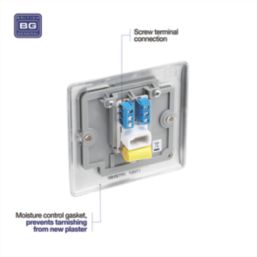 British General Nexus Metal 1-Gang Master Telephone Socket Brushed Steel