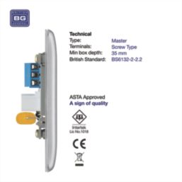 British General Nexus Metal 1-Gang Master Telephone Socket Brushed Steel