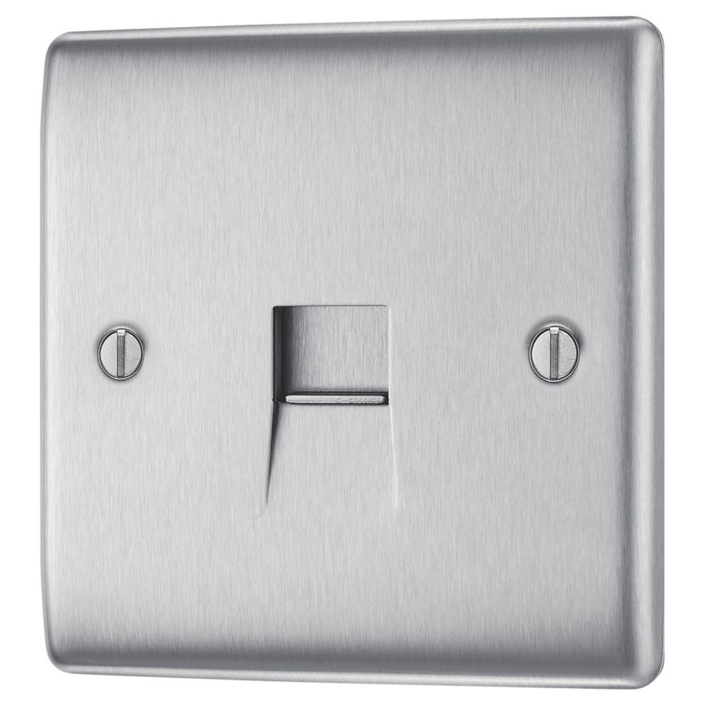 British General Nexus Metal 1-Gang Master Telephone Socket Brushed Steel
