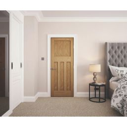 Unfinished Oak Wooden 4-Panel Internal Edwardian-Style Door 1981mm x 686mm