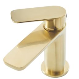 Highlife Bathrooms Rona Brushed Brass 118mm Cloakroom Lever Mono Basin Mixer Tap  With Clicker Waste