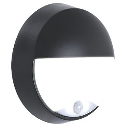 Luceco Eco Outdoor Round LED Eyelid Bulkhead With PIR Sensor Black / White 10W 400lm