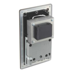 LAP  2-Gang Dual Voltage Shaver Socket 115/240V Antique Brass with Black Inserts