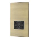 LAP  2-Gang Dual Voltage Shaver Socket 115/240V Antique Brass with Black Inserts