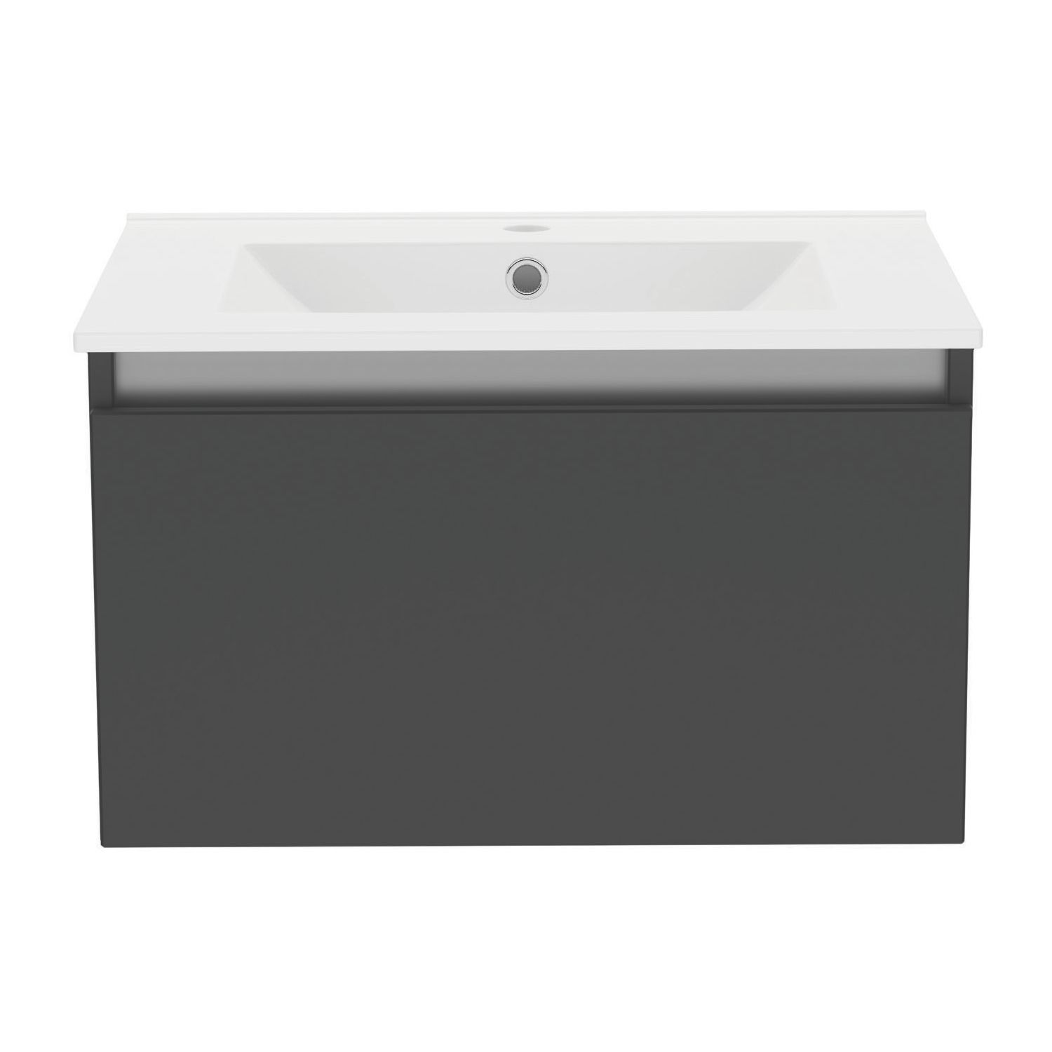 Newland Single Drawer Wall-Mounted Vanity Unit with Basin Matt Midnight Mist 600mm x 450mm x 370mm (472RN)