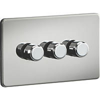 Knightsbridge SF2183PC 3-Gang 2-Way LED Dimmer Switch  Polished Chrome