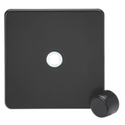 Knightsbridge Screwless 1-Gang Modular Dimmer Switch Matt Black