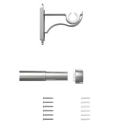 Rothley Brushed Stainless Steel Extendable Curtain Pole w/ Stud Finials 28mm x 165-300cm