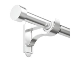 Rothley Brushed Stainless Steel Extendable Curtain Pole w/ Stud Finials 28mm x 165-300cm