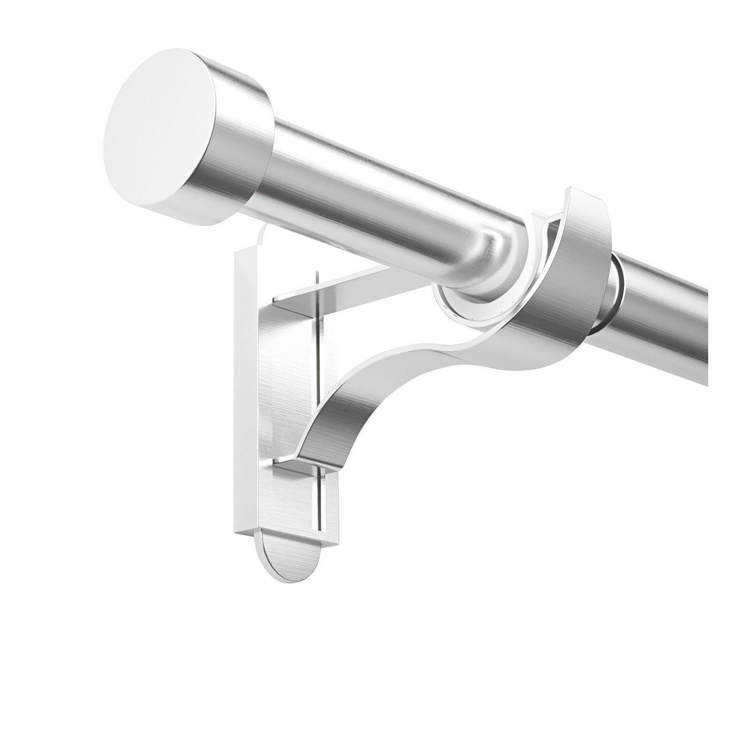 Rothley Brushed Stainless Steel Extendable Curtain Pole w/ Stud Finials 28mm x 165-300cm (472YU)