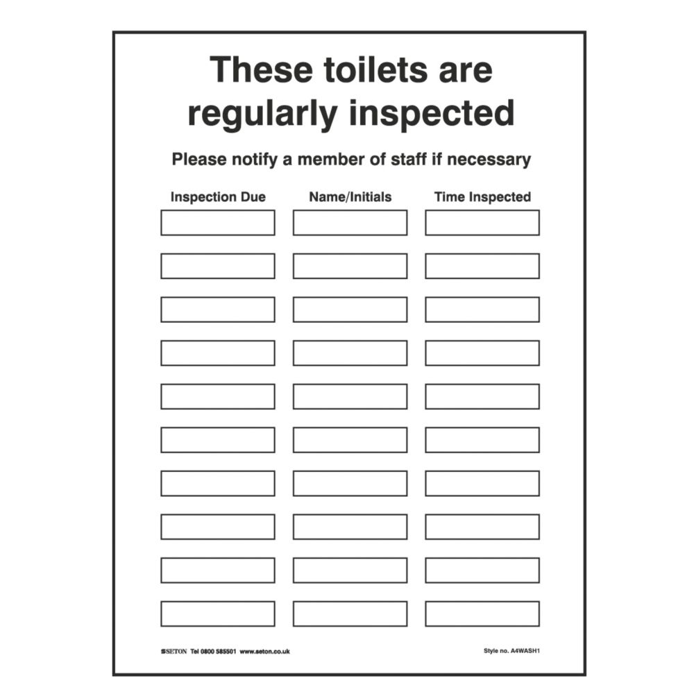 "These Toilets are Regularly Inspected" Sign 297mm x 210mm