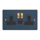 Varilight  13A 2-Gang SP Switched Socket + 4A 20W 2-Outlet Type A & C USB Charger Midnight Blue with Black Inserts