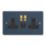Varilight  13A 2-Gang SP Switched Socket + 4A 20W 2-Outlet Type A & C USB Charger Midnight Blue with Black Inserts