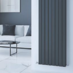 Reina Harley Double 1600mm x 420mm 3681BTU Anthracite Vertical Designer Radiator