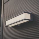 Lutec Doblo Outdoor LED Solar Wall Light With PIR Sensor Dark Grey 1800lm