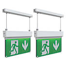 4lite  Maintained Emergency LED Suspended Exit Sign with Up, Down, Left & Right Arrow 2W 173lm 2 Pack