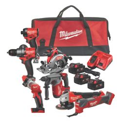 Milwaukee M18 FPP7A3 503B FUEL 18V 3 x 5.0Ah Li Ion RedLithium Brushless Cordless 7 Piece Power Tool Kit Screwfix