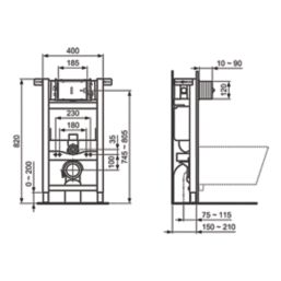 Ideal Standard ProSys Pneumatic In-Wall Toilet Frame 820mm