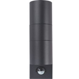Luceco Azurar Outdoor Up / Down Wall Light With PIR Sensor Black